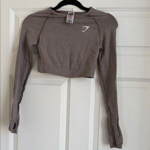 Gymshark Taupe Long Sleeve Crop Top